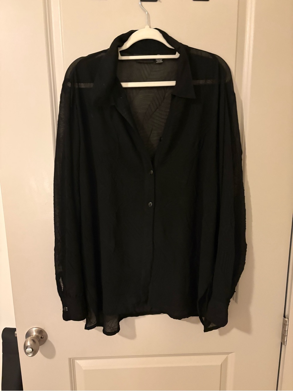 Black Sheer Button-Up Shirt